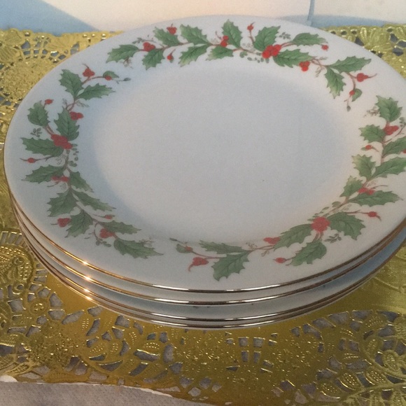 China Pearl Dining Vintage 98s China Pearl Fine China Noel Pattern 4 Sandwichcake Plates
